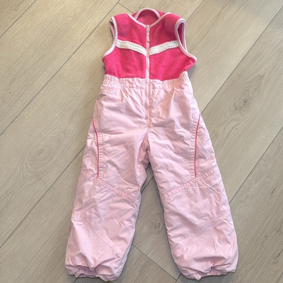 Columbia Toddler Girls Pink Sherpa Snow Velcro Jumpsuit Size 4/5 - Picture 1 of 6